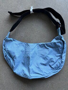 Brand New Digital Denim Medium Crescent Bag by Baggu